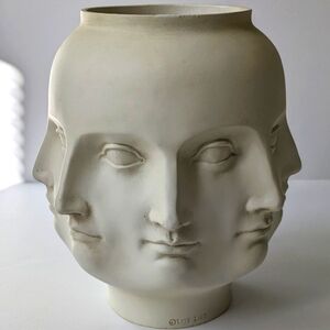 Surrealist Infinite Face Vase Matte Bisque Glaze Marked TMS 2005